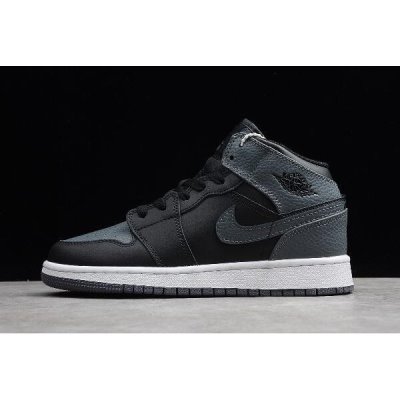 Nike Bayan Air Jordan 1 Mid Gs Siyah / Koyu Gri Basketbol Ayakkabısı Türkiye - HRWJW5SQ